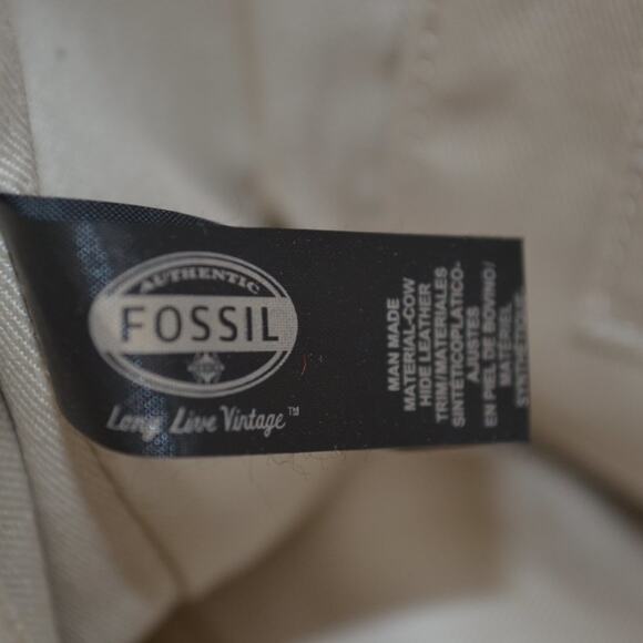 Fossil Tote Purse Black and White Exterior Pattern Tan Interior Fossil Bag - Picture 9 of 9